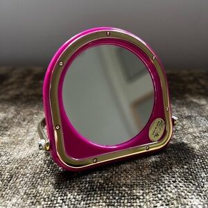 Vintage 80's Pink Janeke 2-Sided Compact Portable Mirror with Stand